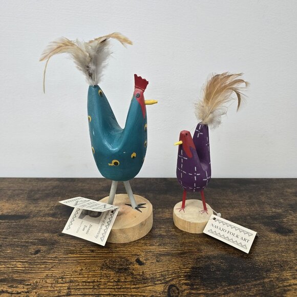 Navajo Folk Art Native American Chicken Hen Rooster Dennis Tom Stanley Hanley - Picture 1 of 12